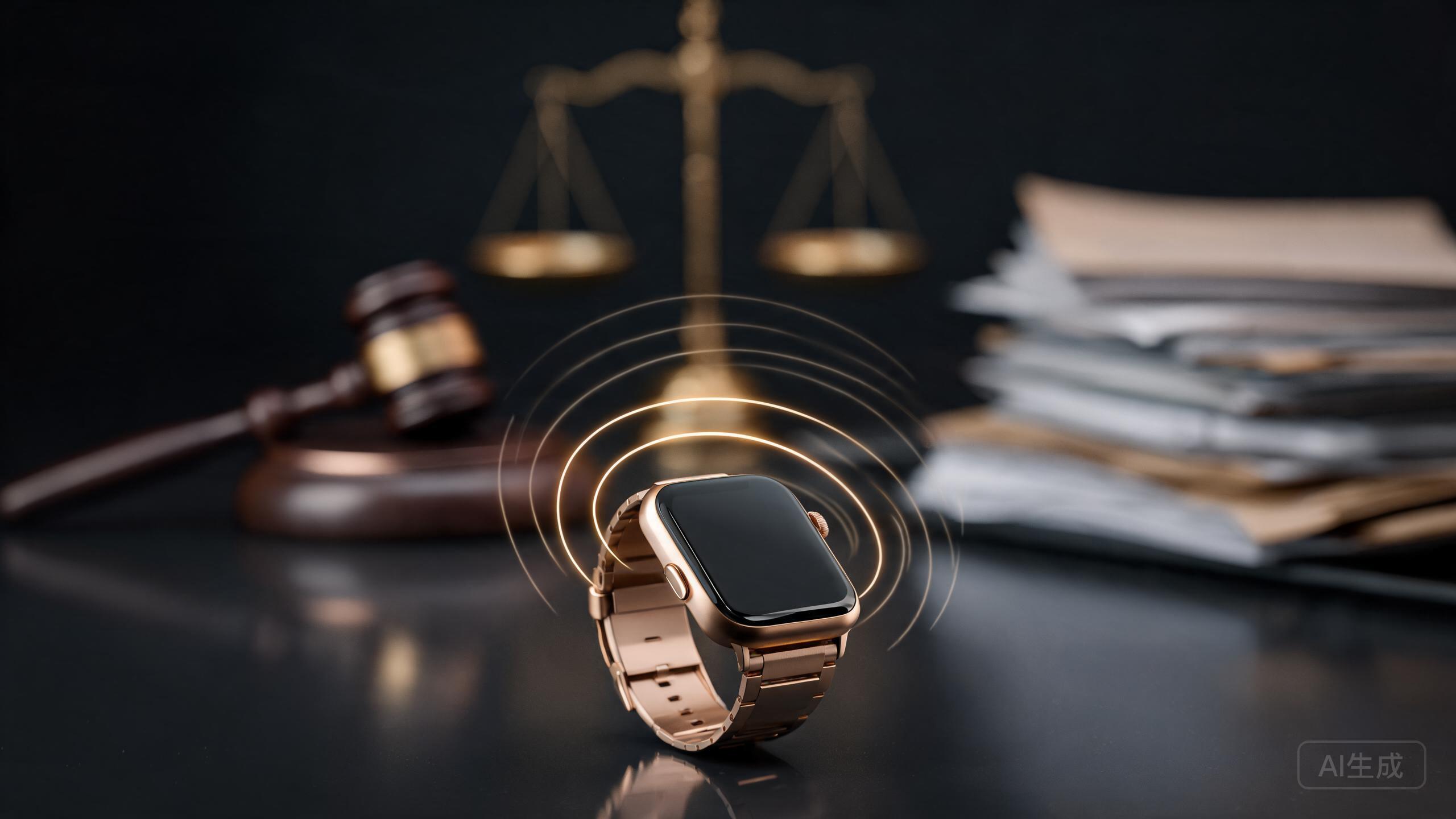触觉反馈专利案示意:智能手表与法庭元素 触觉反馈专利案示意:智能手表与法庭元素