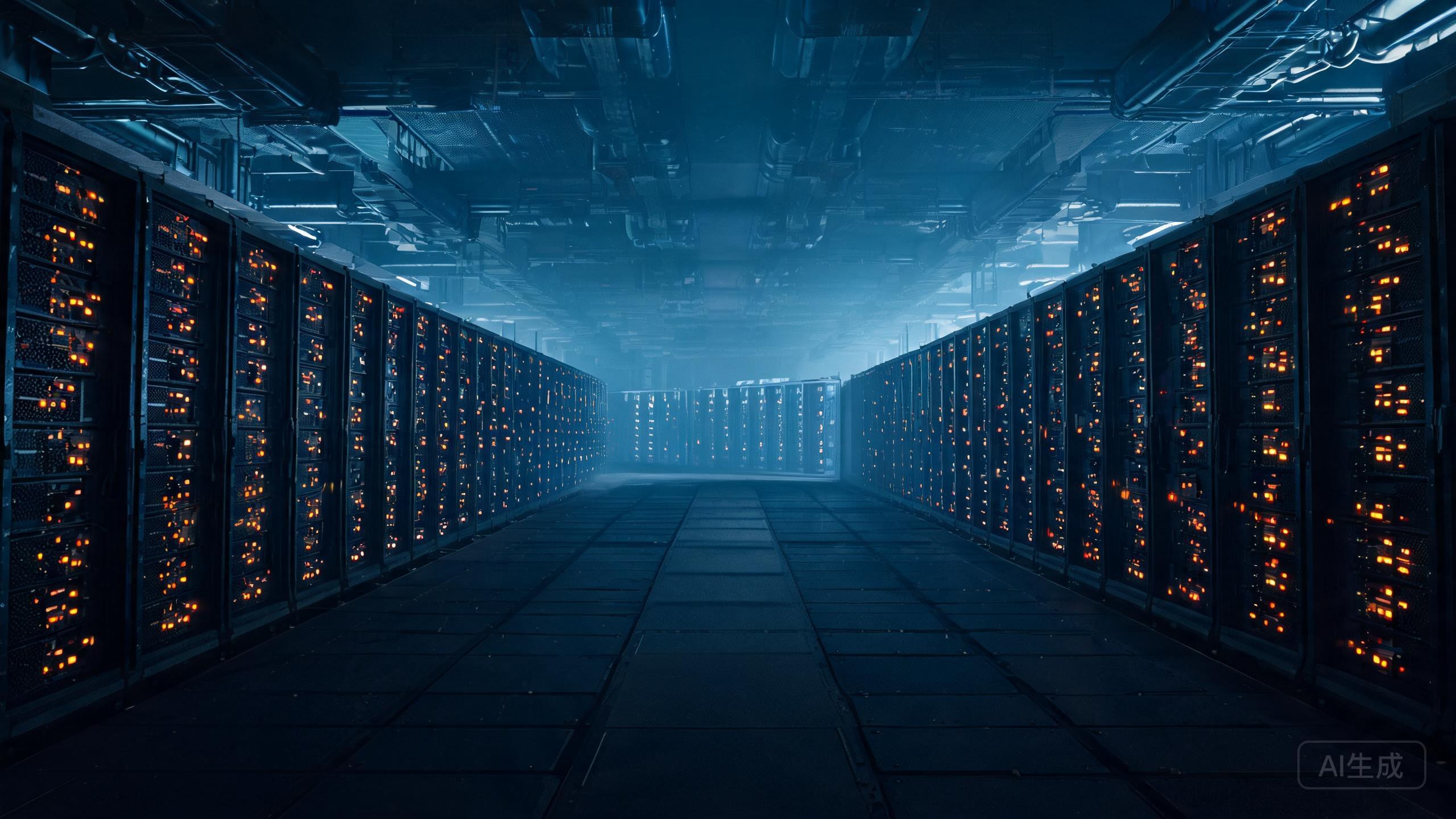 大型 AI 数据中心机房示意 大型 AI 数据中心机房示意