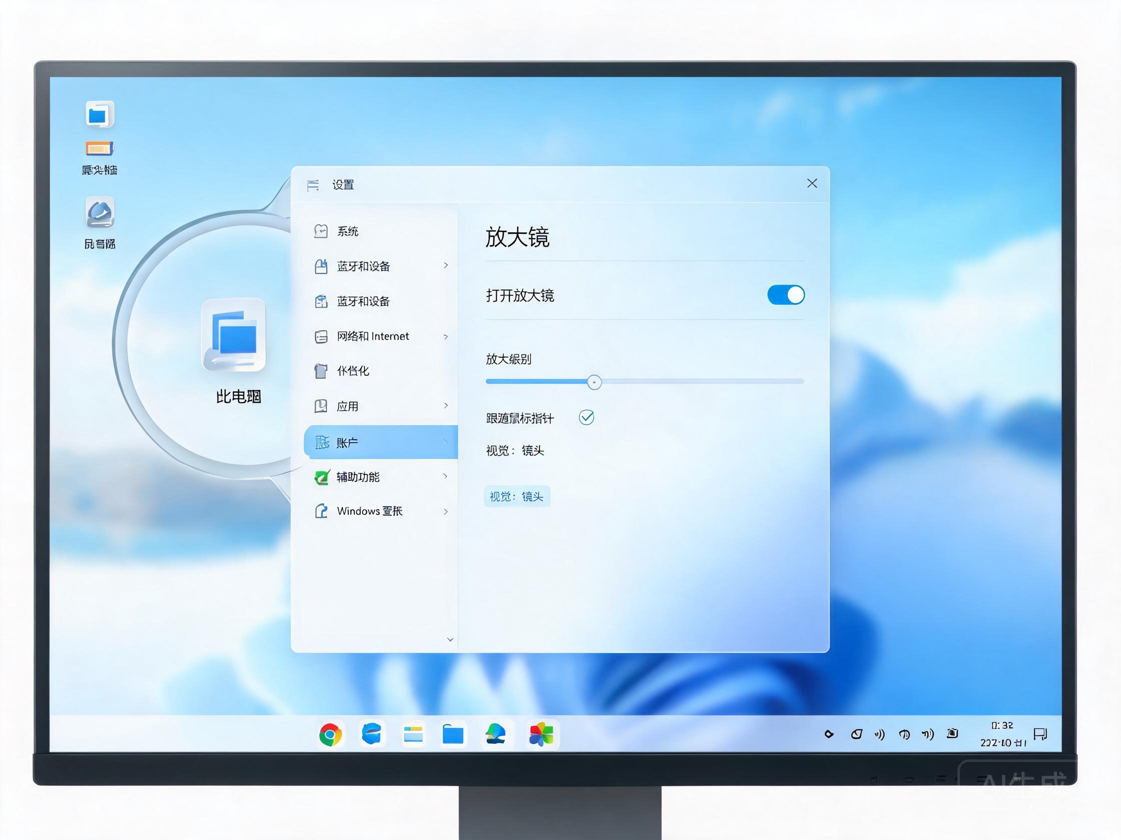 Windows 11 预览版辅助功能界面示意图