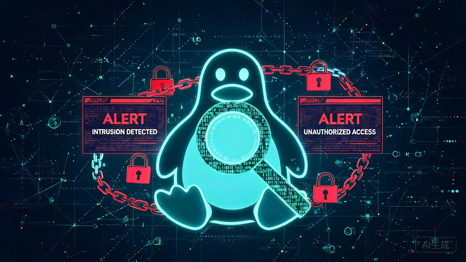 Linux 内核安全漏洞警示概念图 Linux 内核安全漏洞警示概念图